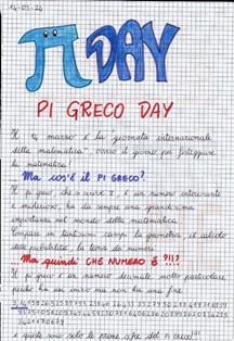 Pagina di un quaderno con la storia del Pi Greco